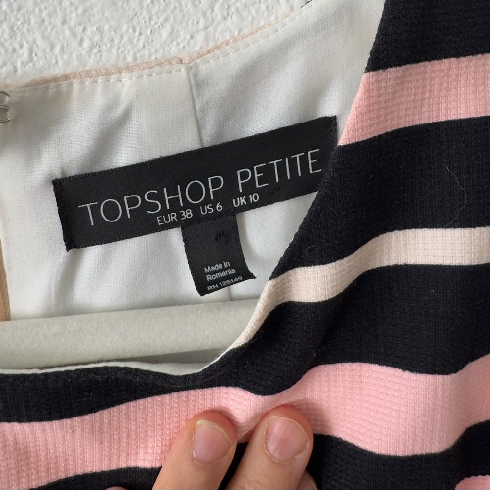 Topshop PETITE Striped Midi Dress - Black, Pink, Cream size 6 - Picture 6 of 10